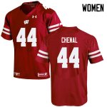 Women's Wisconsin Badgers NCAA #44 John Chenal Red Authentic Under Armour Stitched College Football Jersey RP31K87IB